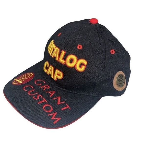 Vintage Hat Catalog Cap GRANT CUSTOM ADVERTISING Strapback Black 60s RARE - Picture 2 of 9